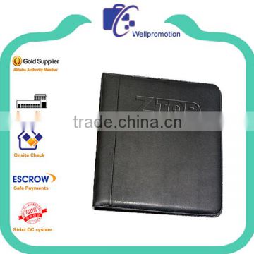 leather binder holder portfolio a4 logo zipper