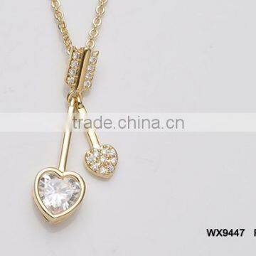 Double Arrow Hearts With AAA Cubic Zirconia Pendant Necklace Good Jewelry photo-2