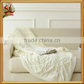 High Quality Cashmere Cable Knit Blanket 100% Arcylic White Baby Blanket 50x60inches