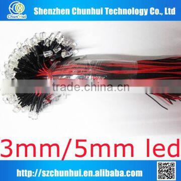 hot sales 2016 WHITE PREWIRED led diode 5mm 12v