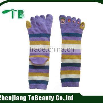 colorful five finger striped socks