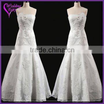 TOP SELLING!!! OEM Factory Custom Design lace 3 4 sleeve wedding dress