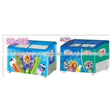 405L 415L Curved Sliding Glass Door Chest Ice Cream Freezer photo-6