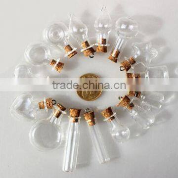 Mini Spherical Glass Bottles for Necklace Pendants With Cork photo-2
