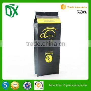 New products 2016 online shopping from china supplier Wholesale 12 oz custom printing matt black tin tie coffee bag with vavle