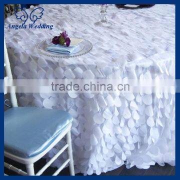 CL018R Wholesale Hot sale fancy elegant polyester round white wedding petal taffeta table cloth