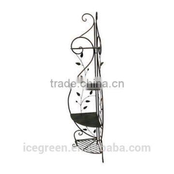 Decorative Copper Finish 3 Shelf Metal Corner Rack