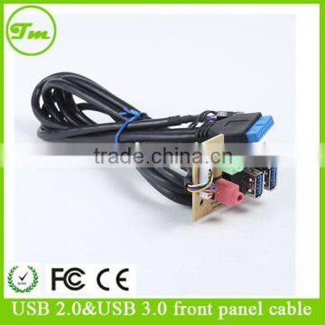 USB3.0 cable elbow+usb 2.0 female+audio cable+PCB13133 panel mount cable
