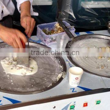 Double Flat Round Pans Fry Roll Ice Cream Machine photo-2