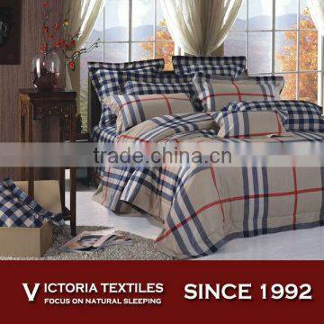 beige color stripe natural cotton reactive printed bed in bag comforter sheets set