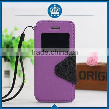 LZB Fashion contrast color series view windows wallet hard case cover for Apple iphone 6 plus 5.5
