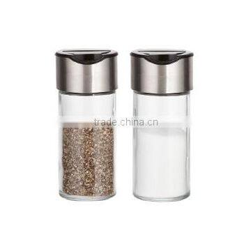 SINOGLASS 90ml 2 PCS easy sprinkling glass spice salt and pepper jar SET