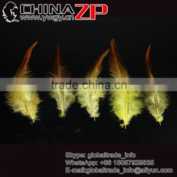 Gold Supplier CHINAZP Wholesale Top Selling Decorative Dyed Yellow Chicken Rooster Saddle Feathers for Sale