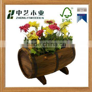 New design high quality FSC antique imitation customized wooden flowerpot