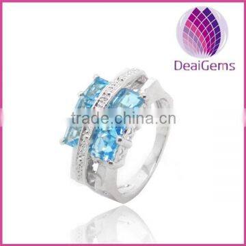 Fahsion style 925 sterling silver blue topaz women's ring