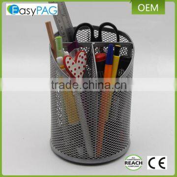 Bevel cup 3 compartment desk organizer metal magnetic wire mesh pen pencil holder