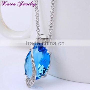 Big Sapphire Blue Crystal Platinum Plated Pendant Necklace Statement Necklace Women Fashion Necklaces for Women 2014 photo-5