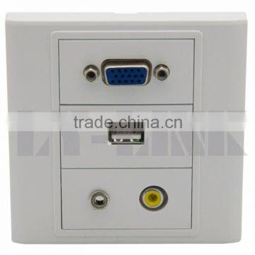 VGA, USB, RCA, 3.5mm audio wall face plate with backside screw connection