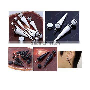 unique black and white New Solid colors piercing UV acrylic fake plug ear taper