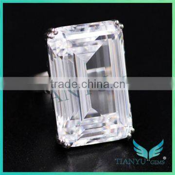 925 Sterling Silver Rectangle Emerald Cubic Zirconia Party Ring photo-2