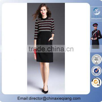 2016 Fashion Ladies Designer Elegant Stripes Dress