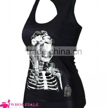 wholesale women Skull Bride Printed Summer Tank Top BX049