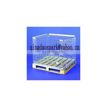 folded stackable wire pallet cage container