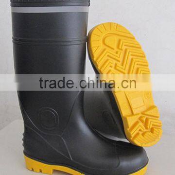 steel toe and steel plate protetive construction rain boots with reflective strip