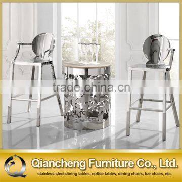 modern all stainless steel ghost chair bar stool