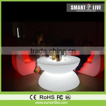 Modern illuminated plastic corlorful elegant led tea table