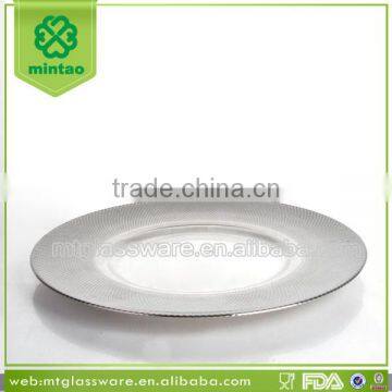 Golden charger plate plate with sliver rimed