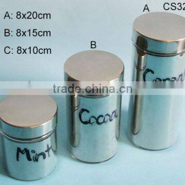 high quality cylinder glass jar with stainless steel coating for tea/coffee /food