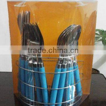 Plastic Handle 24pcs Cutlery Set in PVC Box and Low Price photo-2