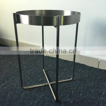 Wholesale living room furniture chrome plating sofa side table with metal folding legs