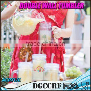 NBRSC Double Wall Insulated Plastic Jar Tumbler Mug With Striped Straws photo-6