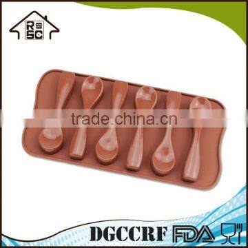 6 Cavities Spoon Shape Silicone Chocolate Mold Cupcake Decorating Tool photo-4
