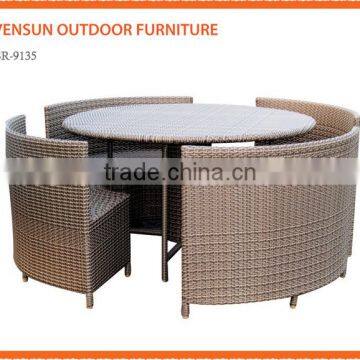 PE Rattan Coffee Set with Glass Table