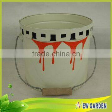 Paint Bucket Shape Small Flower Vases With Handle,Colorful Metal Flower Pot photo-3