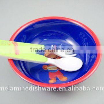 Melamine kids cake dinnerware set / children cake tableware spoon fork and bowl set