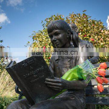 Bronze Casting Foundry Metal Craft Bronze Girl Reading Statue photo-3