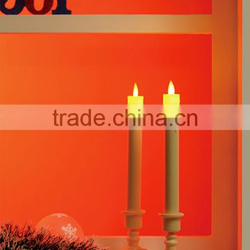 Yellow Moving Flame LED Wax Dripping Taper Candles Window Candles