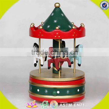 wholesale baby wooden carousel horse music christmas gift kids wooden carousel horse music box W07B009B