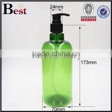 Cosmetic Packaging Round Shoulder Shampoo Lotion Essential Oil Beard Oil Detergent Green 500ml Clear Plastic Bottle With Pump photo-5