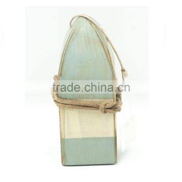 2017 Everyday 3-3/8''x3-3/8''x7-7/8'' Blue and White Wooden Hanging Plaque Buoy Decoration