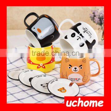 UCHOME High Quality Cartoon Ceramic Coffee Tea Milk Breakfast Cup Mug With Lid photo-2