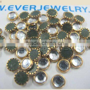 gold rimmed hot fix rhinestone, glass rhinestone with metal ring, metal based hot fix rhinestone