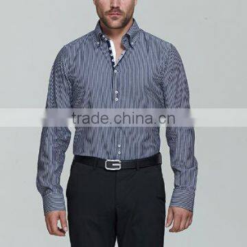 2016 Four Breasted Men's Shirt Long Sleeve Striped Shirt photo-4