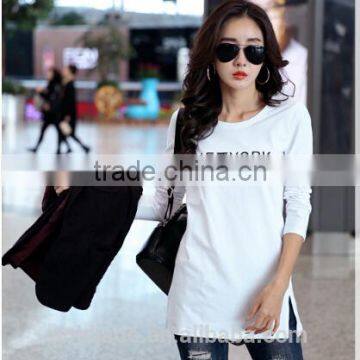 Customized Manufactorying 100% Cotton Long Pattern Long-sleeve T Shirt for Ladies photo-4