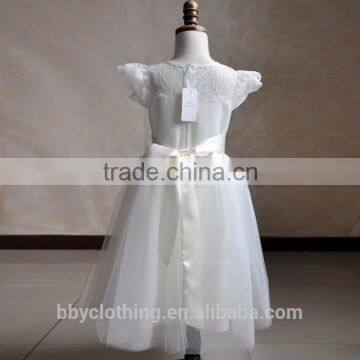 White Flower Girls Dresses For Wedding Gowns Cap Sleeve Lace Girl Birthday Party Dress Tulle Pageant Dress photo-3