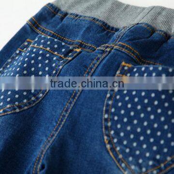 Wholesale Baby Denim Jeans Bird Embroidery Simple Little Dot Denim Trousers photo-6